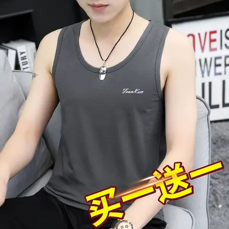 莫代尔棉男士背心健身冰丝无袖t恤夏季吊带汗衫坎肩跨栏篮球运动商品大图