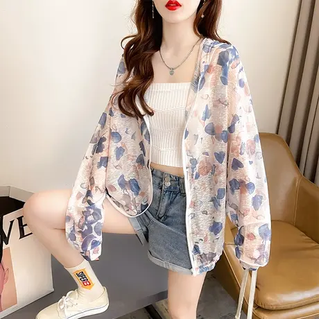 户外防晒衣女夏季韩版宽松大码外穿薄款冰丝凉感防晒服开衫外套潮商品大图