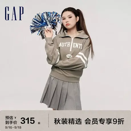 Gap女装秋季2023新款LOGO复古法式圈织软卫衣756354运动休闲上衣图片