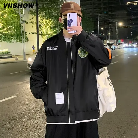 VIISHOW飞行员夹克男士春秋新款潮牌宽松休闲工装外套街头棒球服图片
