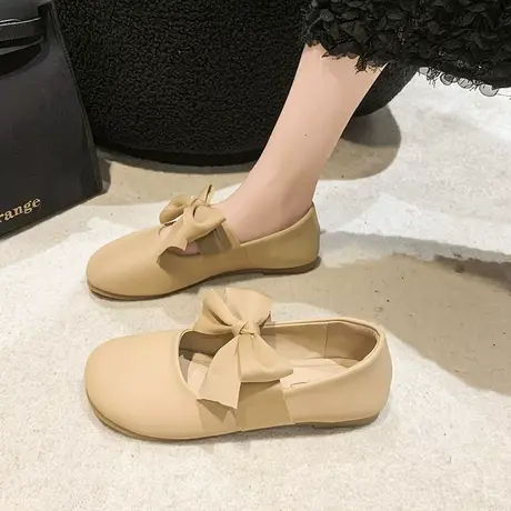 豆豆鞋女夏季2023年新款蝴蝶结平底孕妇鞋时尚配裙子一脚蹬奶奶鞋商品大图