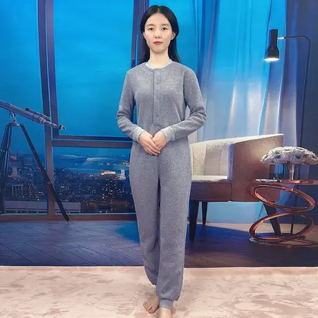 加绒加厚连体睡衣女冬后脱式连体衣冬季图片