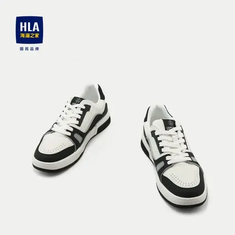 HLA/海澜之家耐磨休闲鞋2024新款圆头系带橡胶底休闲板鞋男商品大图