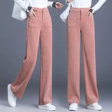 雪尼尔阔腿裤女秋冬2023年高腰宽松百搭直筒裤弹力亲肤灯芯绒长裤商品大图