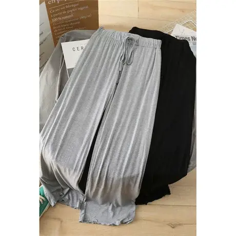 莫代尔直筒阔腿裤女高腰夏季新款韩版垂感宽松显瘦休闲拖地裤长裤商品大图