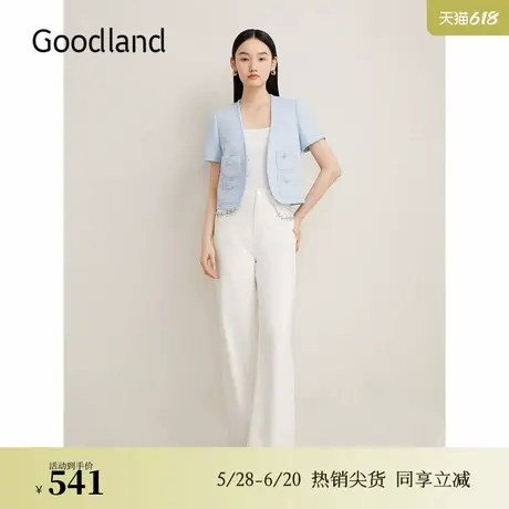 Goodland美地夏季含莱赛尔小香风花纱短外套商品大图