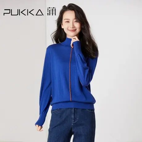 蒲PUKKA 100纯羊毛针织衫女高领舒适打底款保暖毛衣显瘦商场同款图片