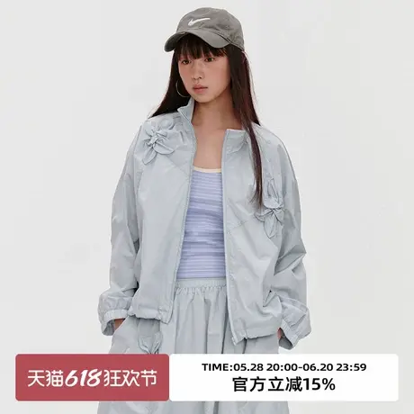omont蛋挞家复古立体花朵设计感夹克外套2025春轻薄物理防晒上衣商品大图