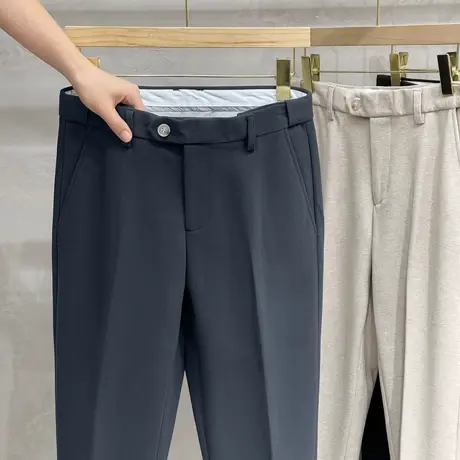 半松紧重磅仿毛呢加厚九分西装裤男休闲直筒22秋冬季韩版锥形长裤商品大图