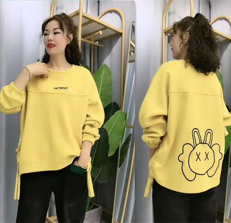 卫衣女春秋薄款2023新款宽松设计感小众刺绣短款ins休闲圆领上衣商品大图