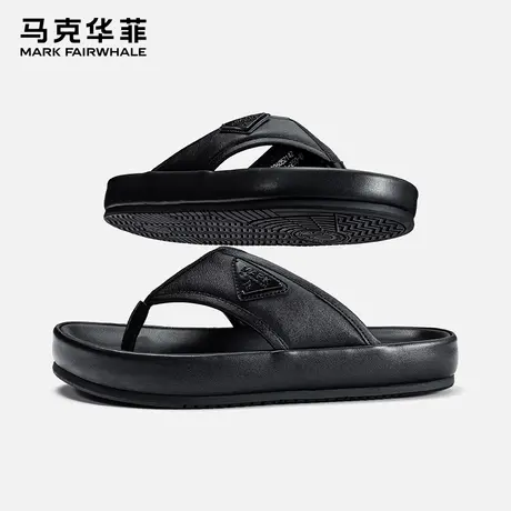 马克华菲人字拖男外穿夏季2024年新款防滑防臭凉鞋真皮沙滩凉拖鞋商品大图