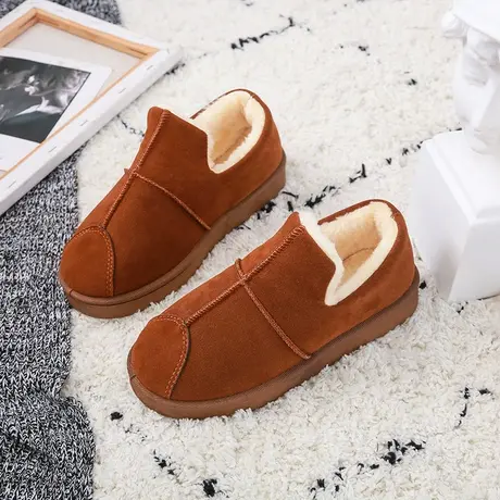 棉鞋女冬加绒2022新款时尚韩版低帮雪地靴女加厚保暖学生面包棉鞋商品大图