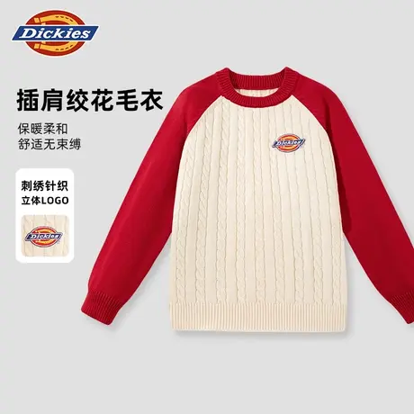 Dickies童装男童毛衣儿童秋季美式潮牌套头衫女童2025新款针织衫A商品大图