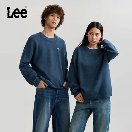 Lee25秋冬新品舒适版圆领刺绣小Logo男女同款毛衣潮LUT010831209商品大图