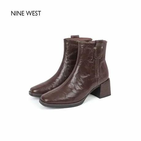 奥莱专供Nine West/玖熙法式粗跟时装靴高跟短靴巨好看的靴子女靴商品大图