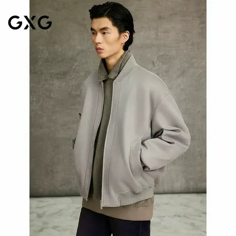 GXG男装 灰绿色斜纹放假屁棒球领夹克25年春新品G25X211024商品大图