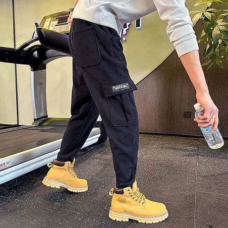 潮牌束脚灯芯绒工装裤男秋冬新款个性痞帅重磅潮男运动休闲哈伦裤商品大图