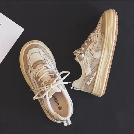 2023春季新款百搭运动鞋女款ins潮小白鞋小众设计休闲厚底板鞋子图片