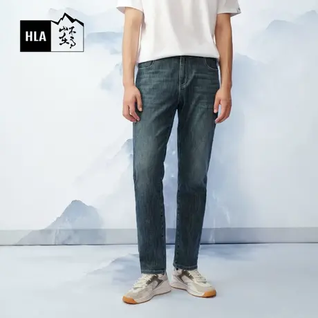 HLA/海澜之家循迹山不在高系列牛仔裤24春秋新腰里绣花休闲裤子男图片