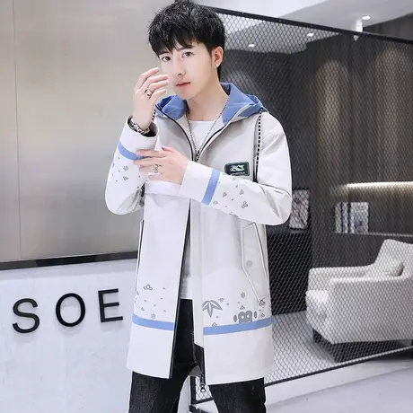 夹克男春秋装薄款上衣中长款外套连帽卫衣青少年秋衣帅气秋季男装商品大图