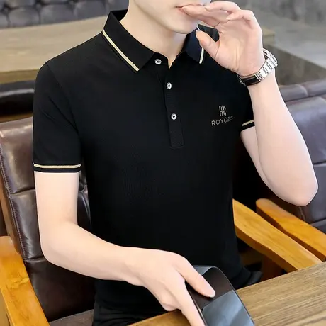POLO衫男士夏季休闲短袖潮流2023新款翻领刺绣冰丝t恤青年半袖T潮商品大图