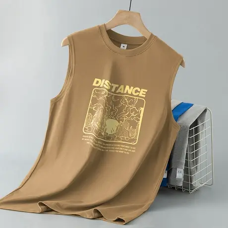 230g重磅纯棉背心男士夏季美式宽松无袖t恤篮球健身跨栏运动坎肩商品大图