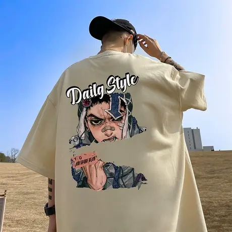 280g重磅t恤男夏季衣服美式高街半袖潮牌潮流男装短袖棉感上衣商品大图