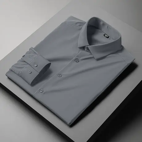 春秋季衬衫男长袖高级感商务正装免烫抗皱灰色休闲衬衣轻熟风寸衫商品大图