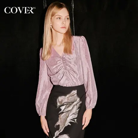 COVER秋季褶皱肌理抽褶衬衫图片