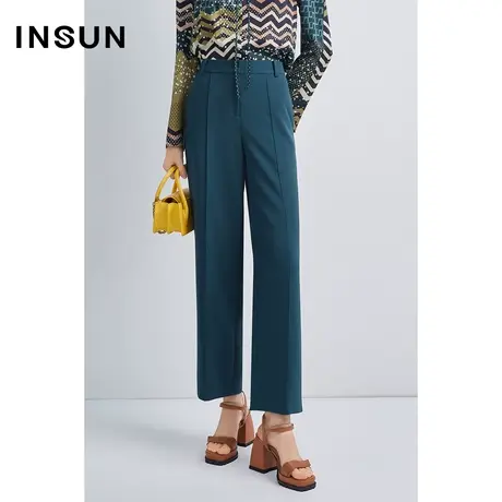 INSUN恩裳秋季垂顺挺括百搭直筒休闲裤图片