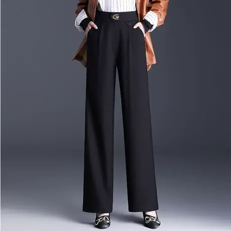 时尚阔腿裤女2023秋冬新款高腰显瘦垂坠感休闲裤子通勤百搭长裤子商品大图