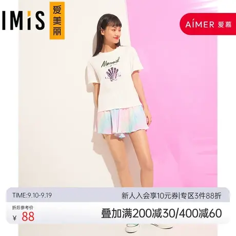 爱美丽睡衣女春秋薄款棉感印花短袖家居服套装IM46AWF1图片