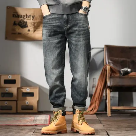 潮流百搭男士牛仔裤复古休闲直筒裤子大码宽松舒适时尚男裤牛仔裤商品大图