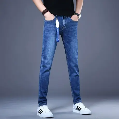 男士高端蓝色牛仔裤男秋冬男款2023年新款弹力修身小脚休闲裤子男商品大图