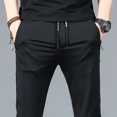 夏装男装夏天运动裤男士针织空调春夏裤子夏季超薄款冰丝休闲长裤商品大图