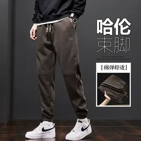 春季美式潮牌束脚哈伦休闲裤子春秋款男士高级感拼接运动卫裤春装商品大图