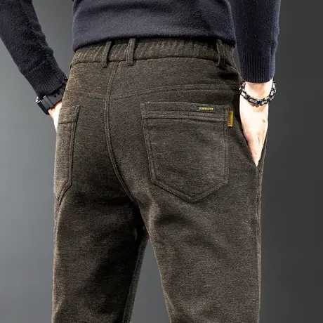 秋冬季男装抓绒保温防寒休闲裤子2024年新款修身西装商务西裤男款图片