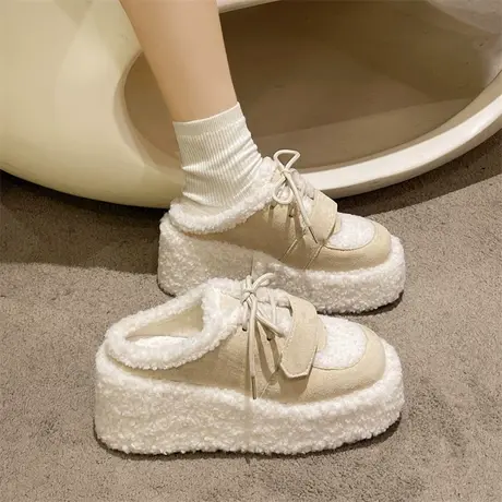 网红外穿坡跟包头半拖鞋女秋冬季新款2023年厚底小个子家居穆勒鞋商品大图