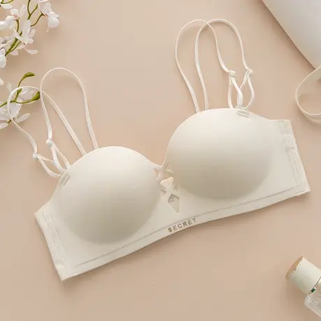 半杯内衣女品牌专柜正品旗舰店小胸聚拢无肩带文胸无痕美背胸罩商品大图