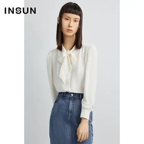 NSUN恩裳秋季飘带层次感易打理通勤衬衫商品大图
