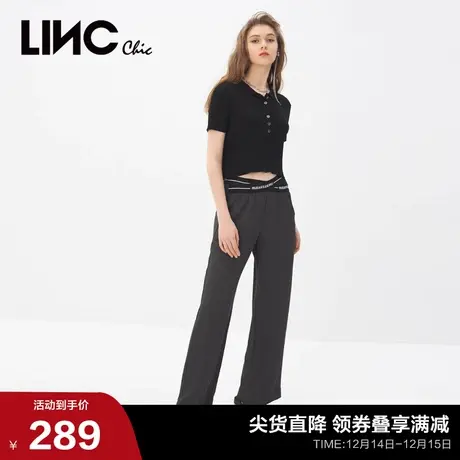 LINC金羽杰2022年夏季新舒适织带松紧腰凉爽感休闲裤女S222PA713商品大图