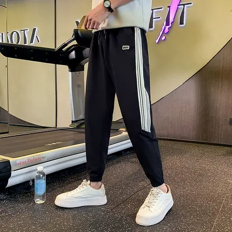 休闲裤男款春秋季新款条纹拼接设计潮牌学生运动长裤痞帅束脚卫裤商品大图