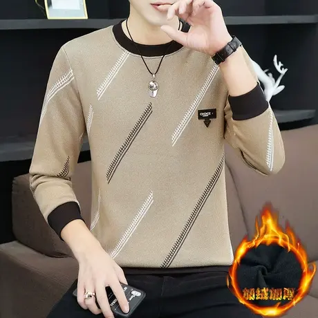 2023秋冬季新款加绒保暖卫衣长袖t恤男装韩版学生潮青少年打底衫商品大图