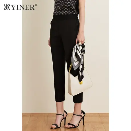 YINER音儿女装夏季通勤ol风黑色气质休闲裤商品大图