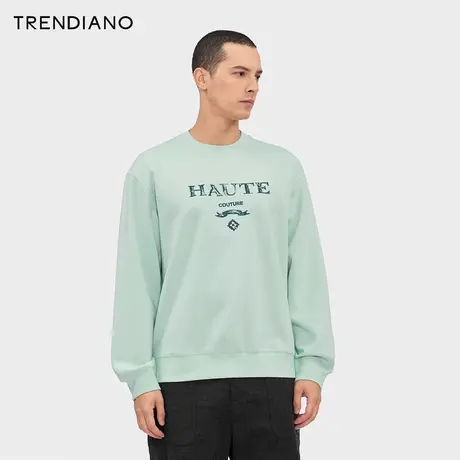 TRENDIANO字母刺绣休闲卫衣2024年春季新款时尚百搭圆领长袖上衣商品大图