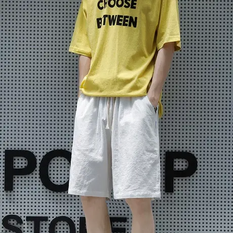 白色工装短裤男款夏季2024新款日系复古宽松潮牌运动五分休闲裤子商品大图