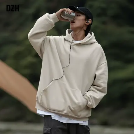 男生cityboy日系卫衣男款春季连帽衫简约纯色上衣2024新款打底衫商品大图