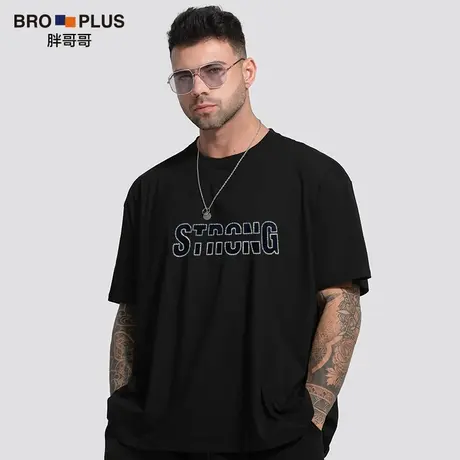 [壮汉大码短袖男]特宽松加肥加大男士T恤纯棉透气运动半袖衫潮T夏商品大图