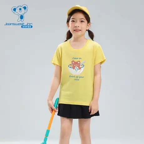 KDP真维斯女童可爱卡通印花大中童上衣 2024春季新款 圆领短袖T恤商品大图