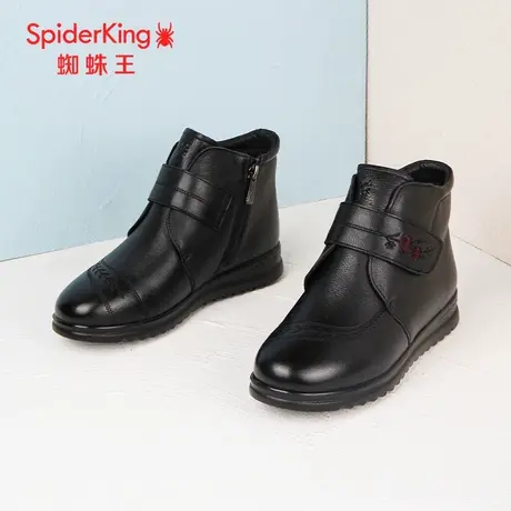 SPIDER KING/蜘蛛王女鞋2023冬商场新款妈妈鞋矮筒加绒魔术贴软底商品大图
